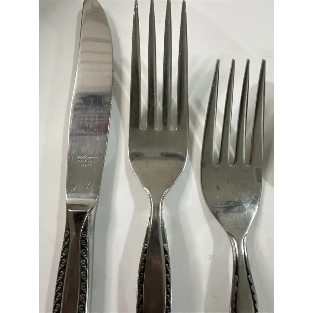 Vintage National Stainless GRANADA Flatware Set 35 Pc MCM Silverware - 7 Place